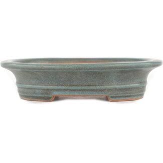 Reihou (Bonsai Matsushita Hiroyuki or Mr.MATSUSHITA Reiji    Master) 173 mm  green bonsai pot by Reiho, Tokoname, Japan