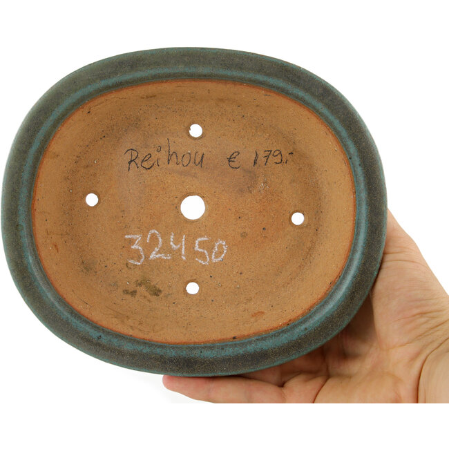 Vaso bonsai ovale verde di Reiho - 173 x 148 x 38 mm