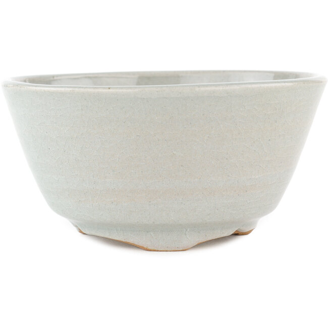 Ronde grijze bonsaipot van Issho - 131 x 131 x 65 mm