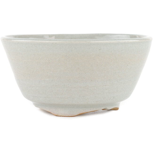 Round grey bonsai pot by Issho - 131 x 131 x 65 mm