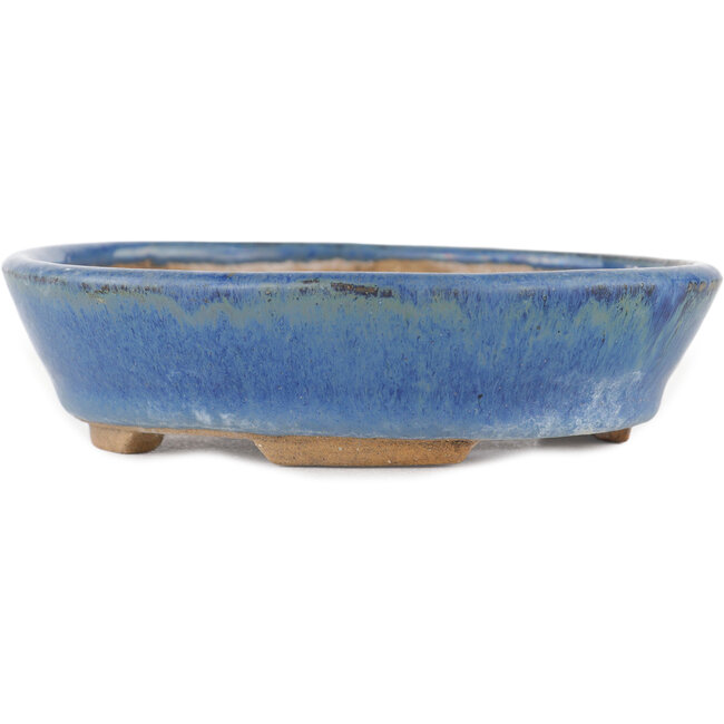 Oval blue bonsai pot - 148 x 134 x 35 mm