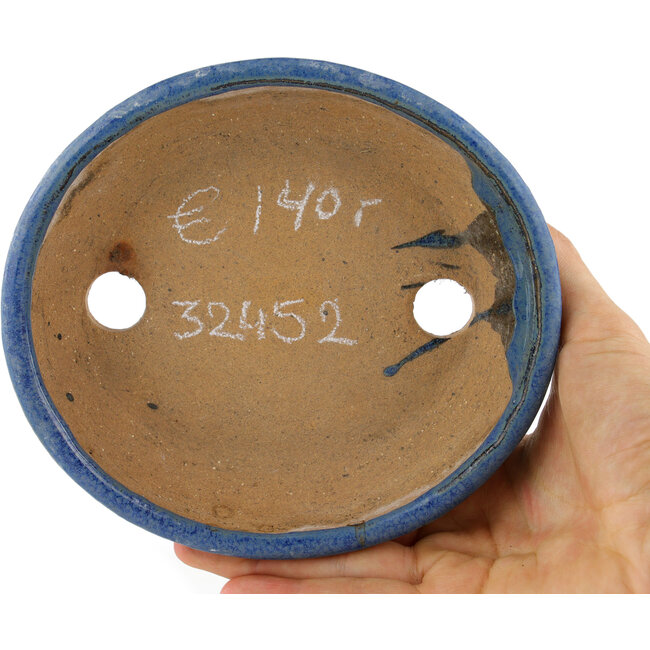 Pot à bonsaï ovale bleu - 148 x 134 x 35 mm