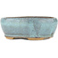 Oval blue bonsai pot - 125 x 113 x 42 mm