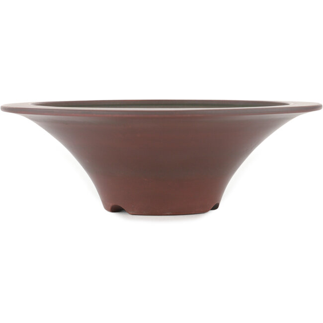 Ronde ongeglazuurde bonsaipot van Bigei - 180 x 180 x 55 mm