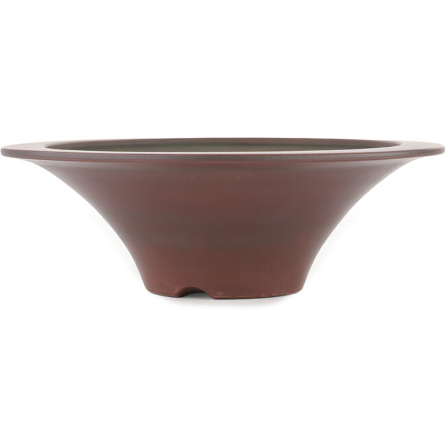 Ronde ongeglazuurde bonsaipot van Bigei - 180 x 180 x 55 mm