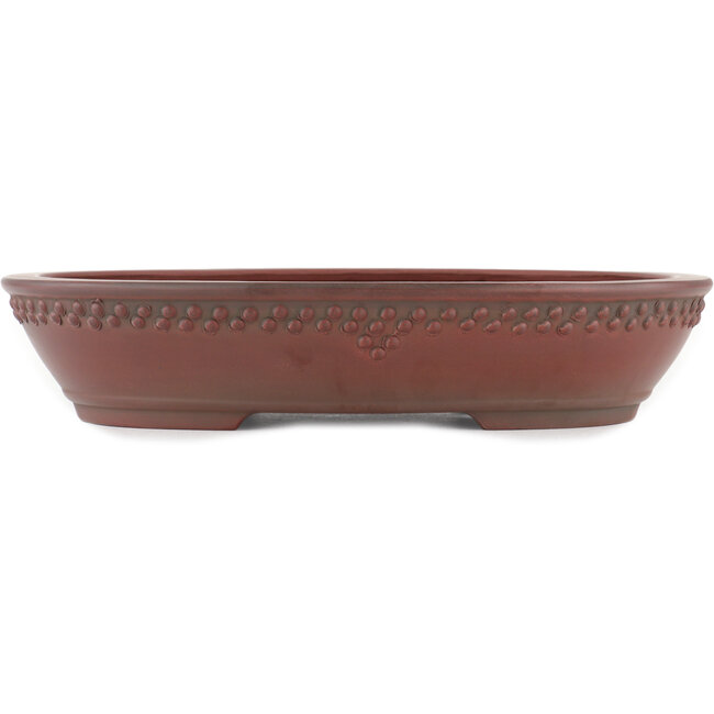 Oval unglazed bonsai pot by Bigei - 317 x 243 x 60 mm