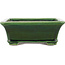 Rectangular green bonsai pot by Terahata Satomi Mazan - 250 x 215 x 77 mm