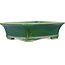 Rectangular green bonsai pot by Terahata Satomi Mazan - 250 x 215 x 77 mm