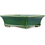 Rectangular green bonsai pot by Terahata Satomi Mazan - 250 x 215 x 77 mm