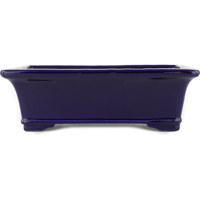 Pot à bonsaï rectangulaire bleu par Terahata Satomi Mazan - 282 x 240 x 87 mm