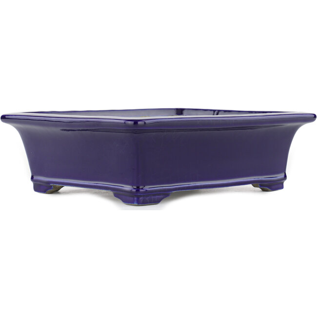 Rechthoekige blauwe bonsaipot van Terahata Satomi Mazan - 282 x 240 x 87 mm