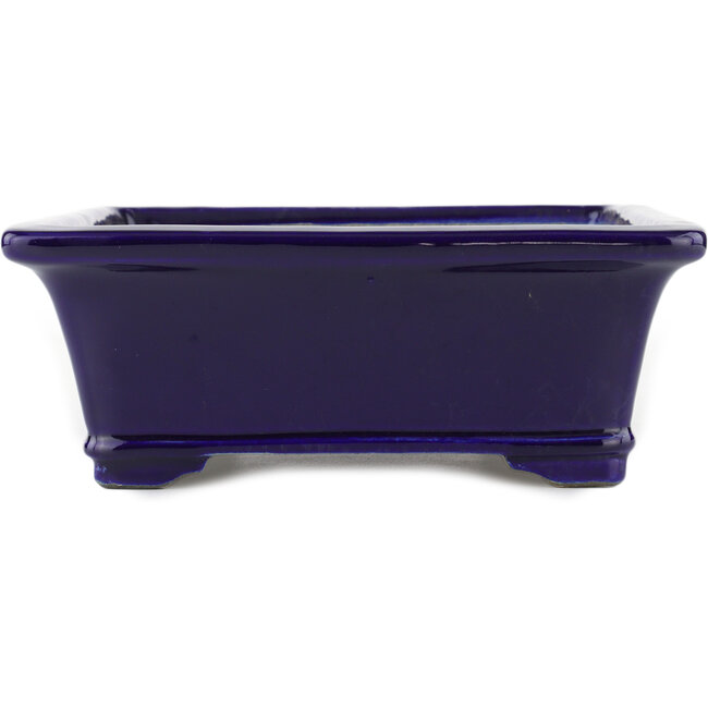 Vaso bonsai rettangolare blu di Terahata Satomi Mazan - 282 x 240 x 87 mm