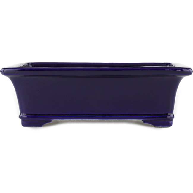 Vaso bonsai rettangolare blu di Terahata Satomi Mazan - 282 x 240 x 87 mm