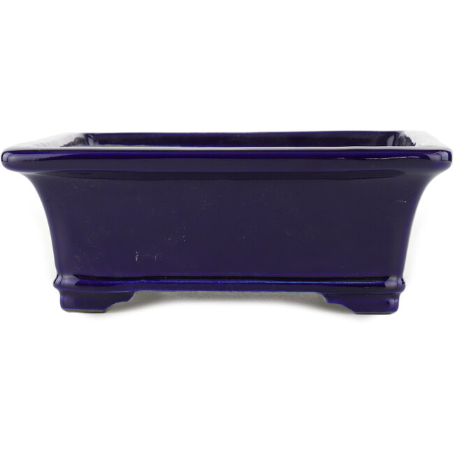 Vaso bonsai rettangolare blu di Terahata Satomi Mazan - 282 x 240 x 87 mm