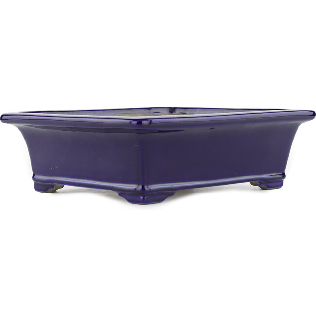 Vaso bonsai rettangolare blu di Terahata Satomi Mazan - 282 x 240 x 87 mm