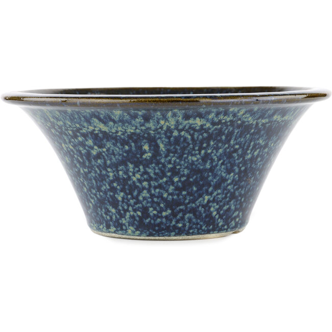 Round blue bonsai pot by Terahata Satomi Mazan - 257 x 257 x 100 mm