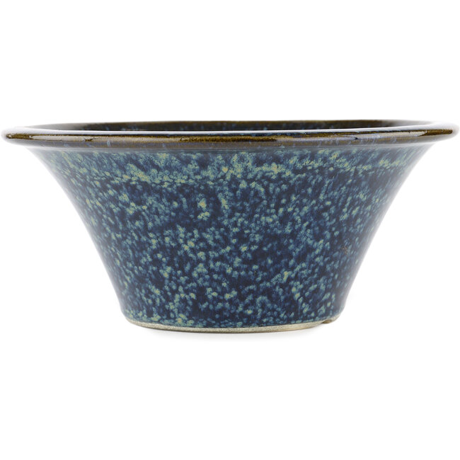 Runder blauer Bonsaitopf von Terahata Satomi Mazan – 257 x 257 x 100 mm