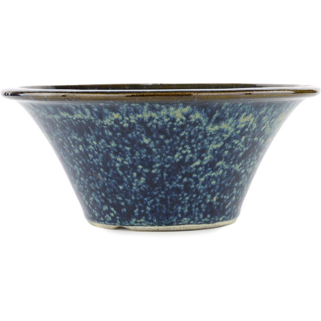 Pot à bonsaï rond bleu par Terahata Satomi Mazan - 257 x 257 x 100 mm