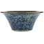 Round blue bonsai pot by Terahata Satomi Mazan - 257 x 257 x 100 mm