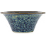 Round blue bonsai pot by Terahata Satomi Mazan - 257 x 257 x 100 mm