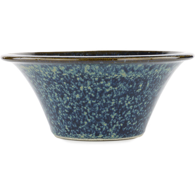 Runder blauer Bonsaitopf von Terahata Satomi Mazan – 257 x 257 x 100 mm