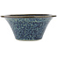 Round blue bonsai pot by Terahata Satomi Mazan - 257 x 257 x 100 mm