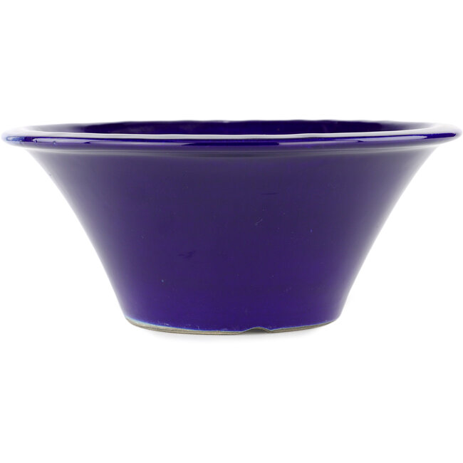 Pot à bonsaï rond bleu par Terahata Satomi Mazan - 257 x 257 x 100 mm