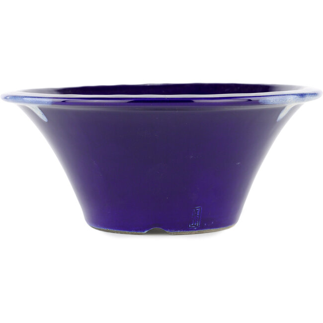 Vaso bonsai rotondo blu di Terahata Satomi Mazan - 257 x 257 x 100 mm