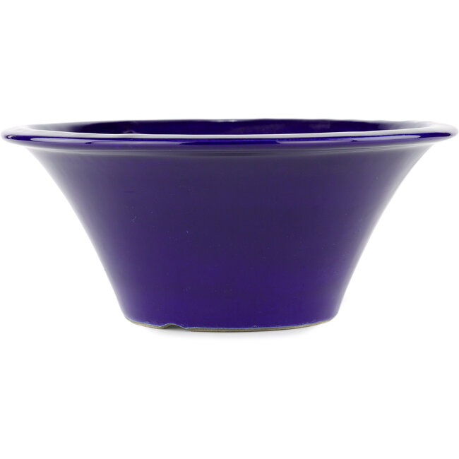 Ronde blauwe bonsaipot van Terahata Satomi Mazan - 257 x 257 x 100 mm