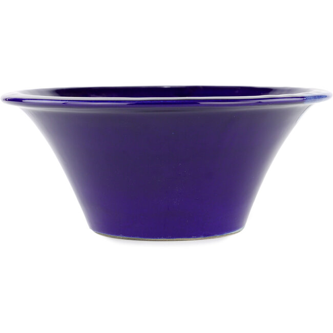 Pot à bonsaï rond bleu par Terahata Satomi Mazan - 257 x 257 x 100 mm