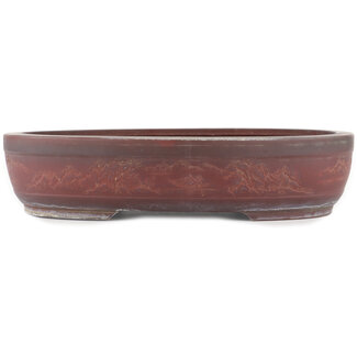 Bigei - Hirata Atsumi 308 mm  unglazed bonsai pot by Bigei, Tokoname, Japan