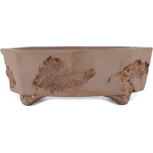 Hexagonal unglazed bonsai pot by Yamaaki Koshosen (first generation) - 325 x 325 x 82 mm