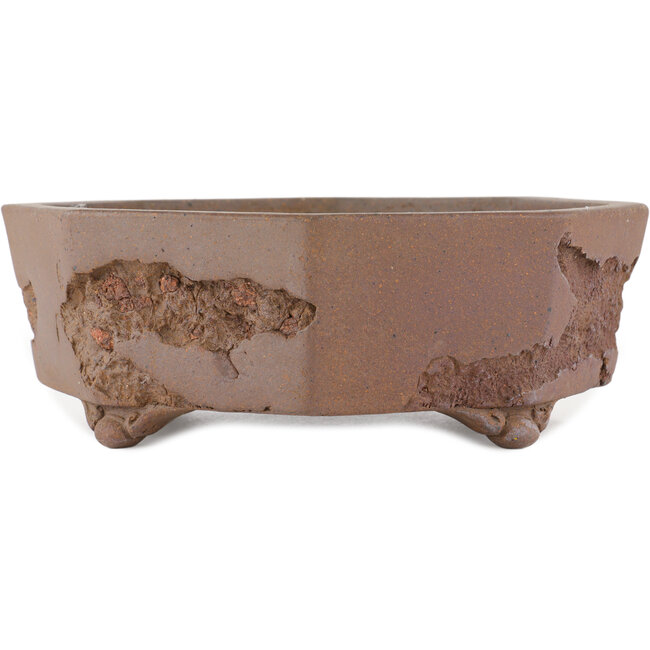 Vaso bonsai esagonale non smaltato di Yamaaki Koshosen (prima generazione) - 325 x 325 x 82 mm