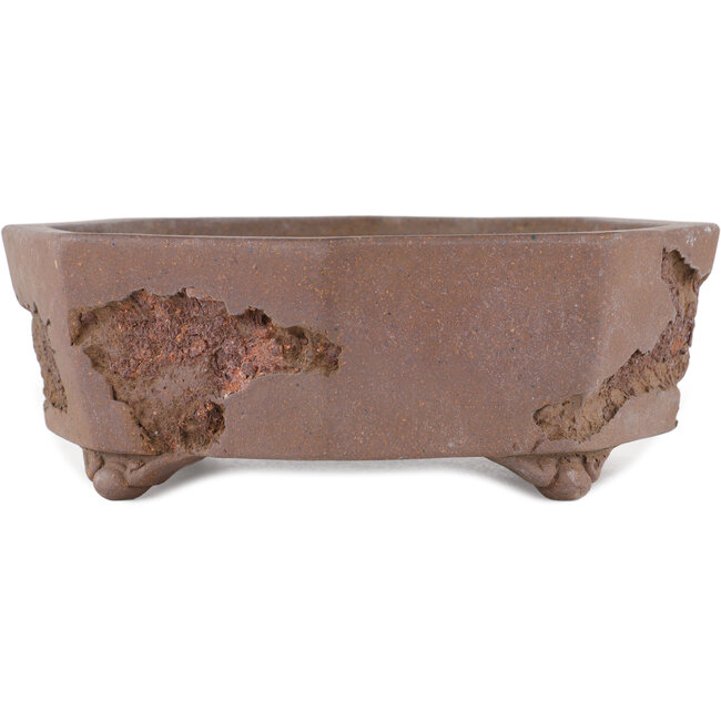 Hexagonal unglazed bonsai pot by Yamaaki Koshosen (first generation) - 325 x 325 x 82 mm