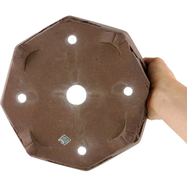Maceta para bonsái hexagonal sin esmaltar de Yamaaki Koshosen (primera generación) - 325 x 325 x 82 mm