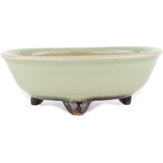 Heian Chikuzan 100 mm  green bonsai pot by Heian Kosen, Kyoto, Japan