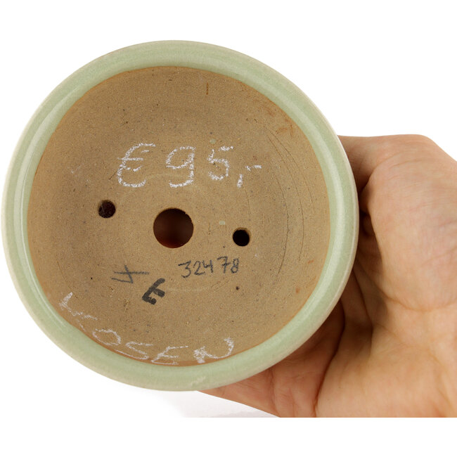 Ronde groene bonsaipot van Heian Kosen - 100 x 100 x 30 mm