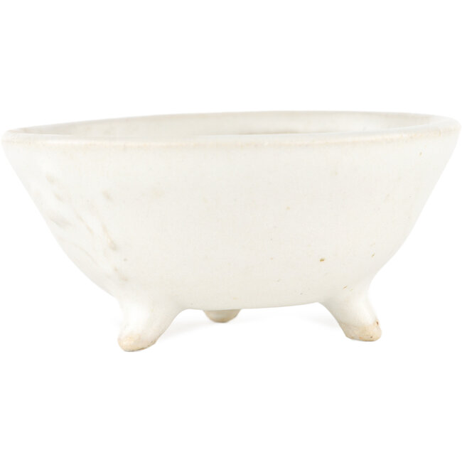 Round white bonsai pot by Heian Kosen - 115 x 115 x 50 mm