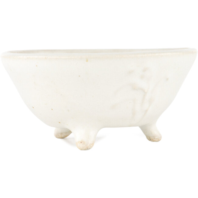 Round white bonsai pot by Heian Kosen - 115 x 115 x 50 mm