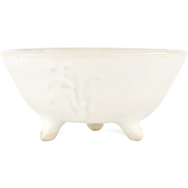 Round white bonsai pot by Heian Kosen - 115 x 115 x 50 mm