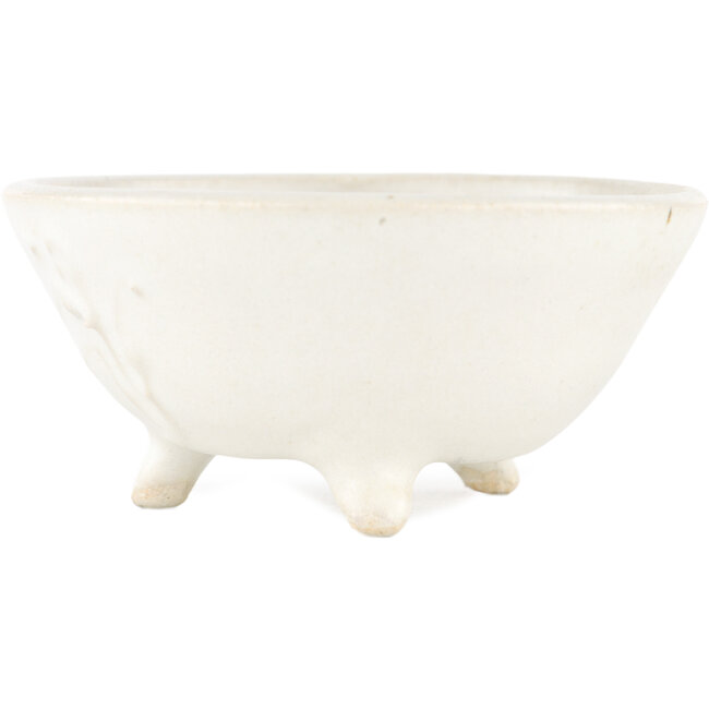 Round white bonsai pot by Heian Kosen - 115 x 115 x 50 mm