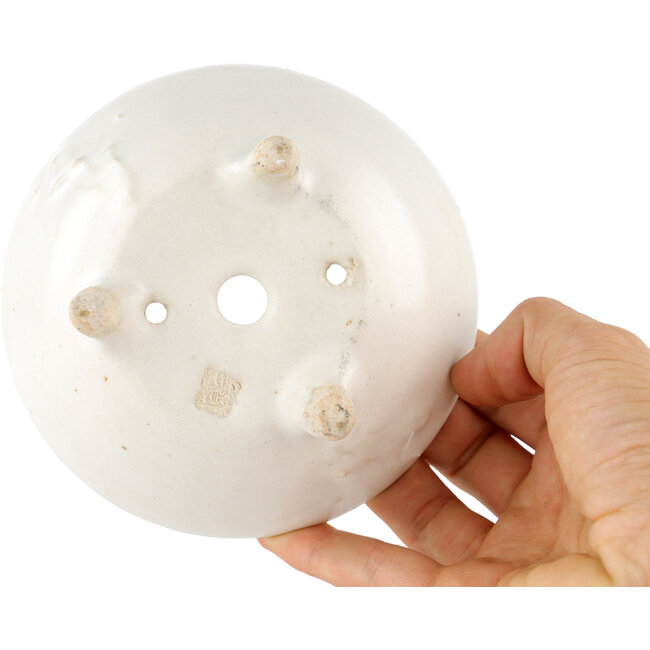 Pot à bonsaï rond blanc par Heian Kosen - 115 x 115 x 50 mm
