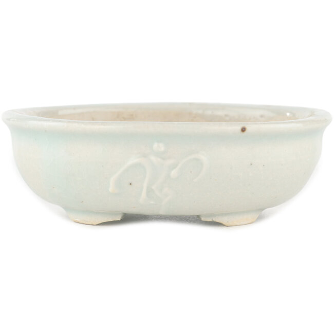 Pot à bonsaï rond blanc par Heian Kosen - 122 x 122 x 35 mm