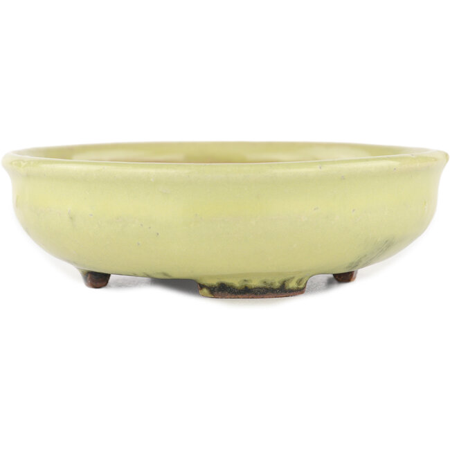 Vaso bonsai rotondo giallo di Heian Kosen - 115 x 115 x 30 mm