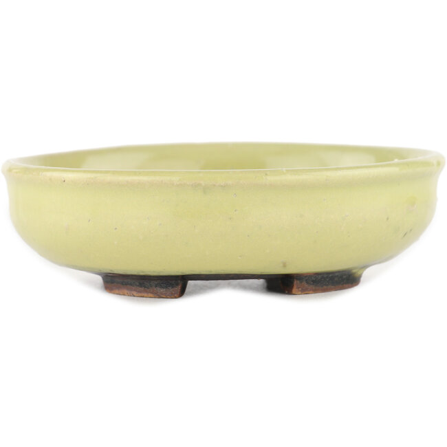 Pot à bonsaï rond jaune par Heian Kosen - 115 x 115 x 30 mm