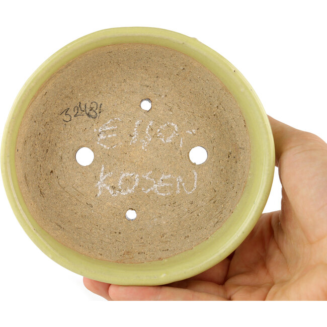 Ronde gele bonsaipot van Heian Kosen - 115 x 115 x 30 mm