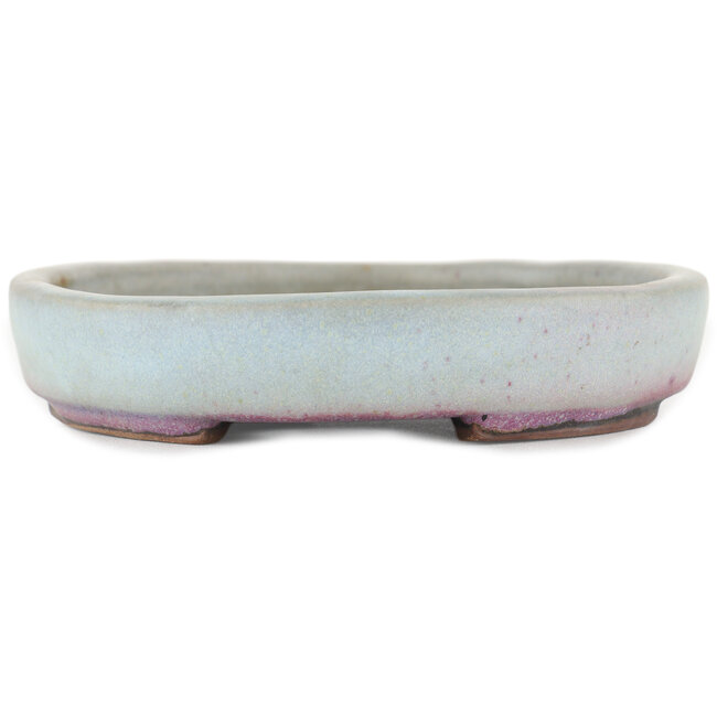 Pot à bonsaï ovale bleu par Heian Kosen - 175 x 153 x 30 mm