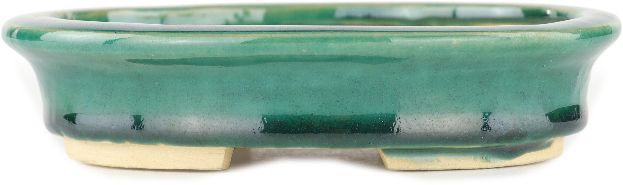 Pot à Bonsaï Japonais HEIAN KOSEN Signé - Vert Clair émaillé - Rectangulaire 5,5 Pouces - Occasion