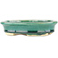 Oval green bonsai pot by Heian Kosen - 156 x 134 x 30 mm