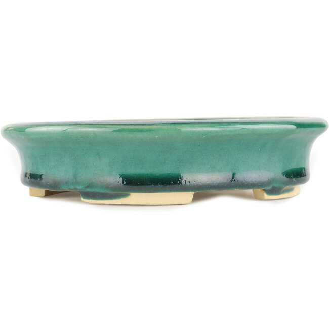 Ovale groene bonsaipot van Heian Kosen - 156 x 134 x 30 mm